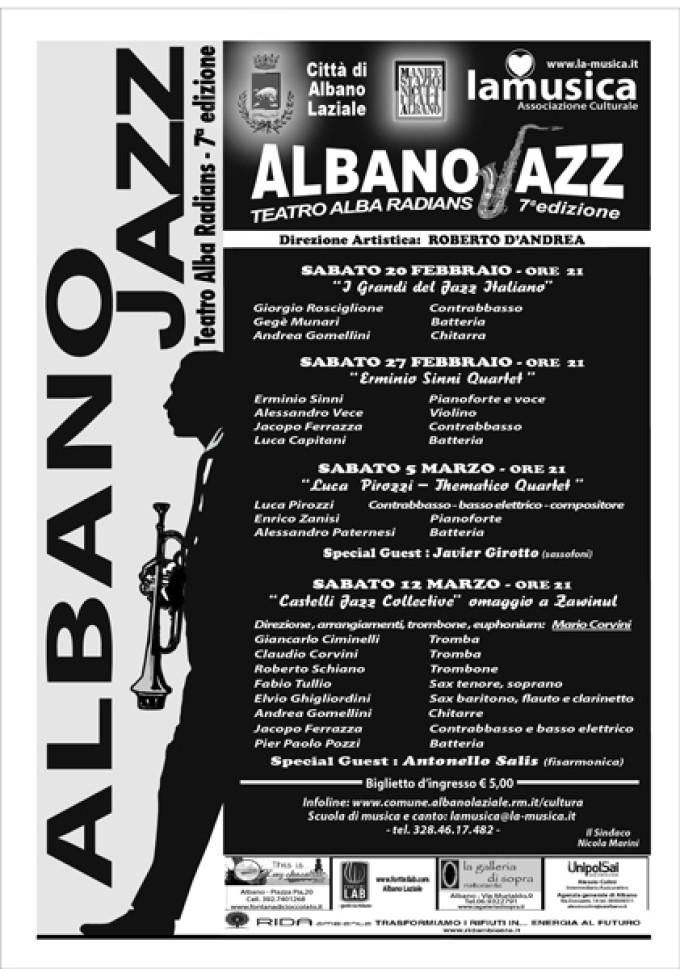 Albano, sabato 20 febbraio parte “Albano Jazz”